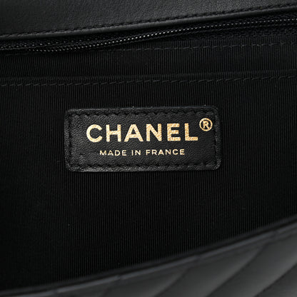 Chanel Calfskin Chevron Quilted Medium Statement Flap Black 6 of 15