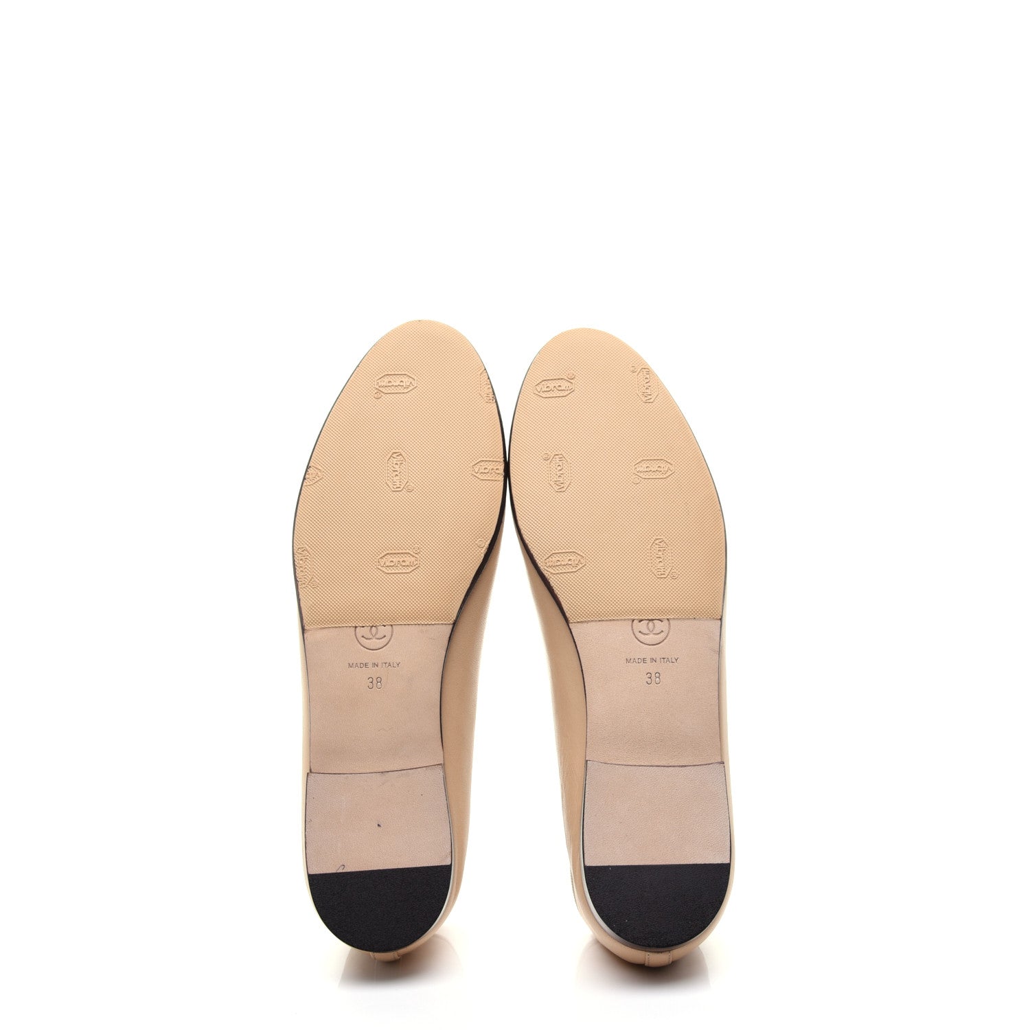 Chanel Lambskin CC Cap Toe Ballerina Flats 38 Beige Black 9 of 12