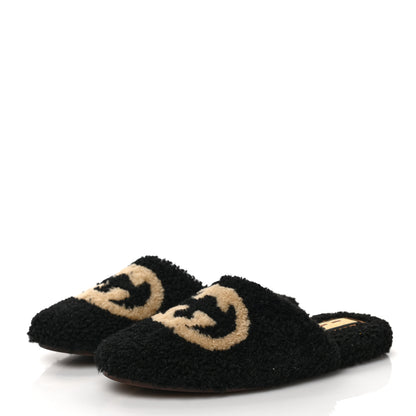 Gucci Shearling Interlocking G Womens Eileen Slippers 38.5 Black Butterscotch 3 of 8