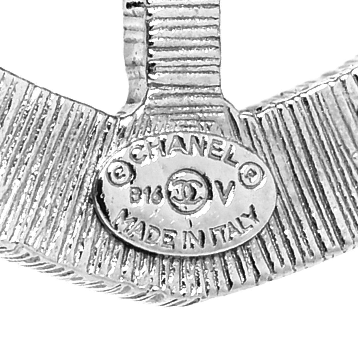 Chanel Swarovski Baguette Crystal CC Shield Brooch Silver 4 of 4