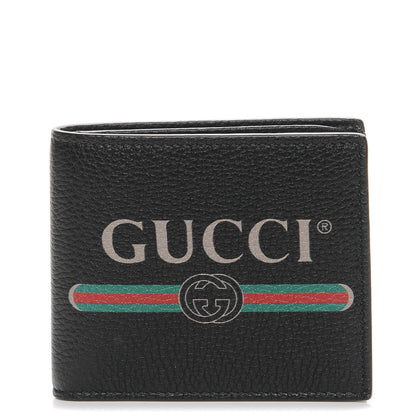 Gucci Cripto Calfskin Logo Bi-Fold Wallet Black Grege 1 of 8