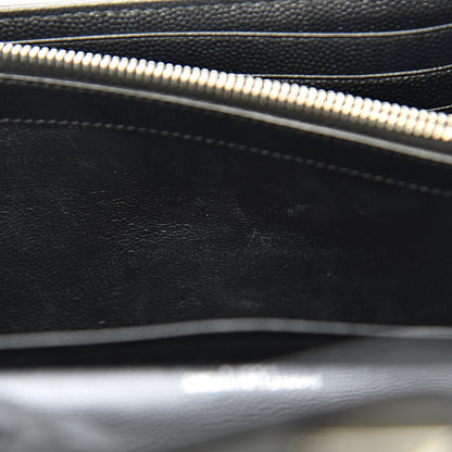 Saint Laurent Grain De Poudre Matelasse Chevron Monogram Chain Wallet Black 8 of 11