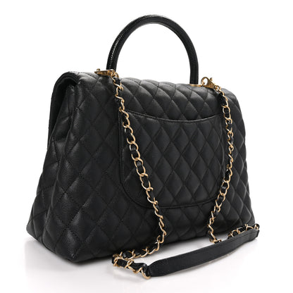 Chanel Caviar Lizard Quilted Medium Coco Handle Flap Black 2 of 10