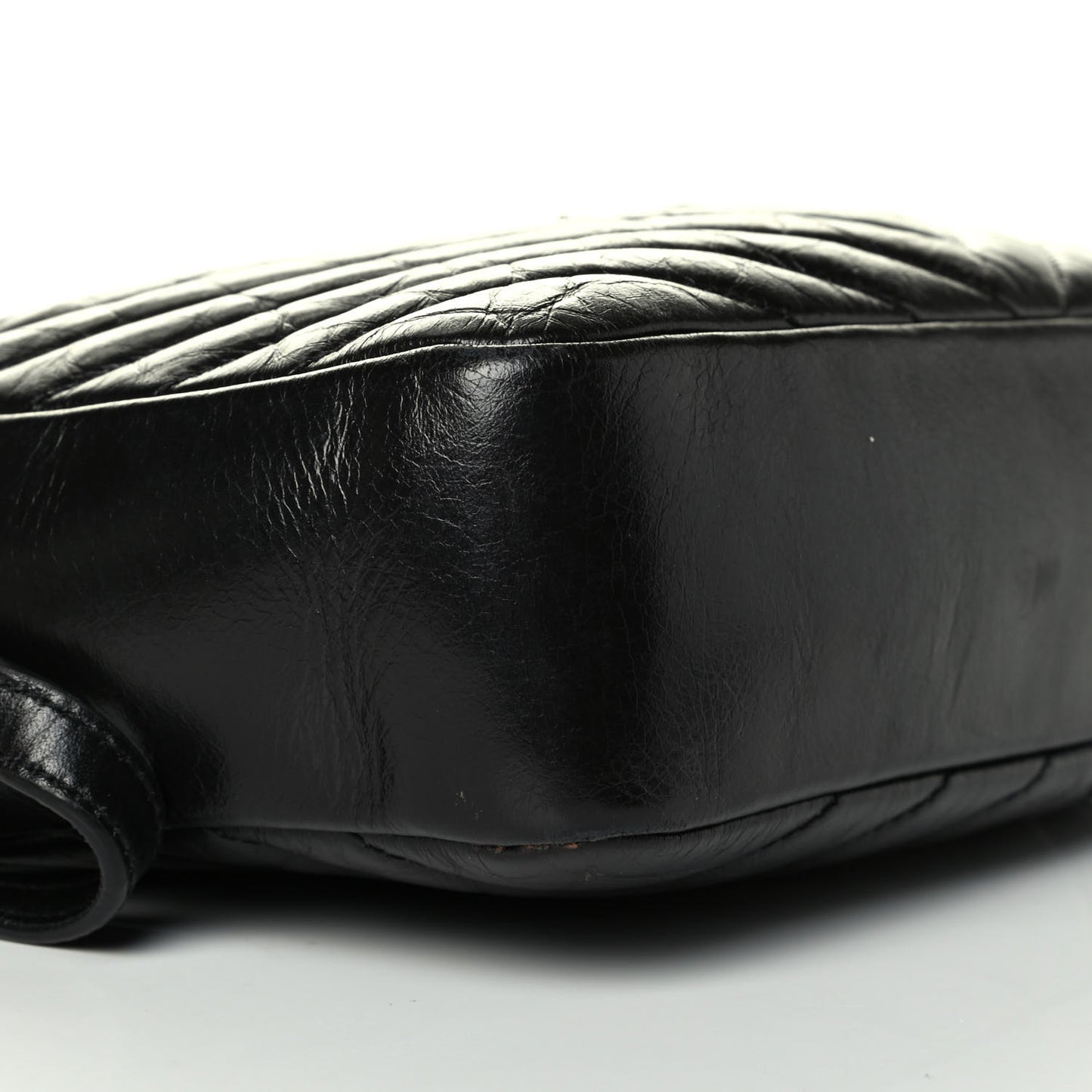 Cracked Shiny Calfskin Matelasse Monogram Lou Camera Bag Black