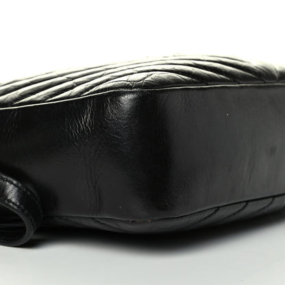 Saint Laurent Cracked Shiny Calfskin Matelasse Monogram Lou Camera Bag Black 5 of 9