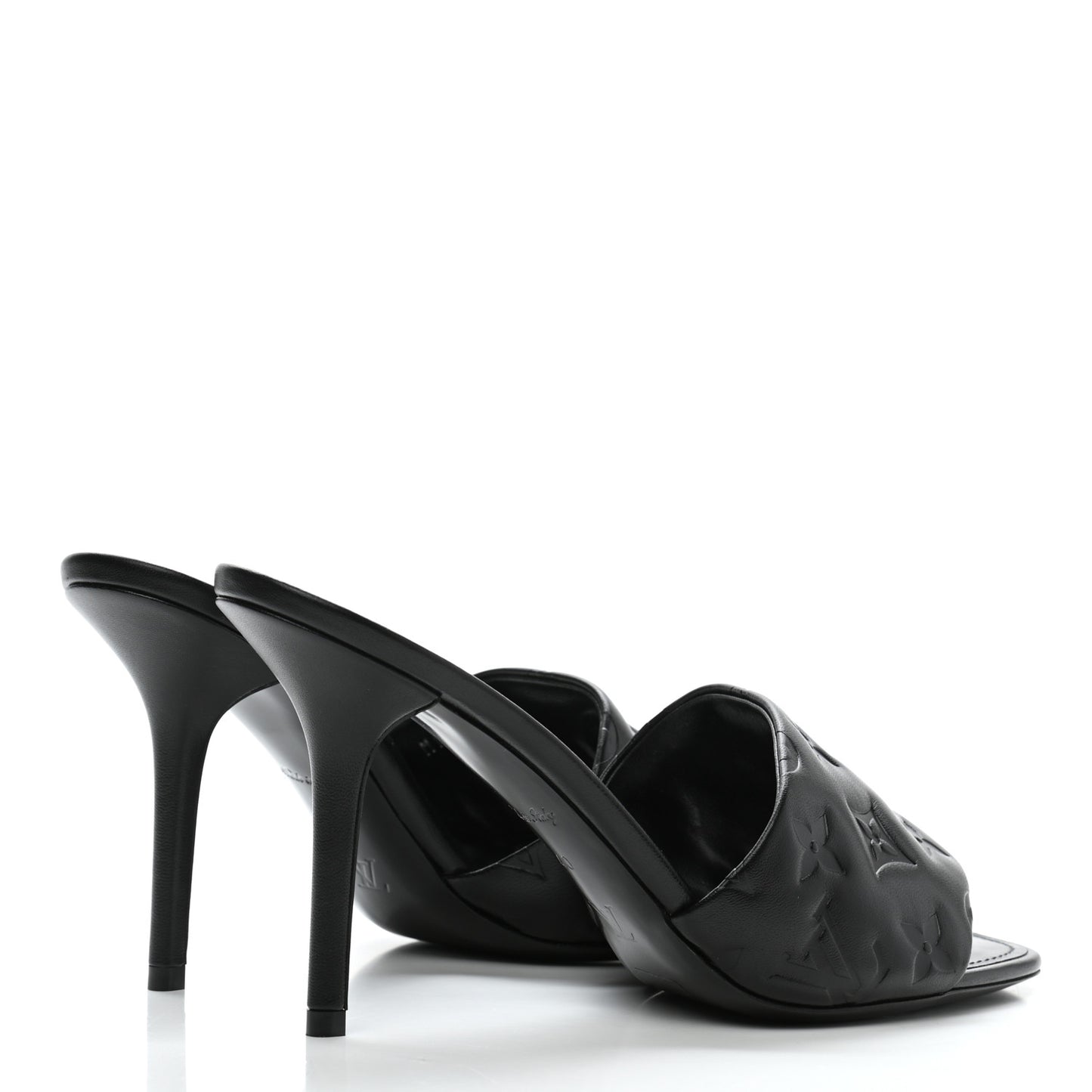 Lambskin Embossed Monogram Revival High Heel Mules 40 Black