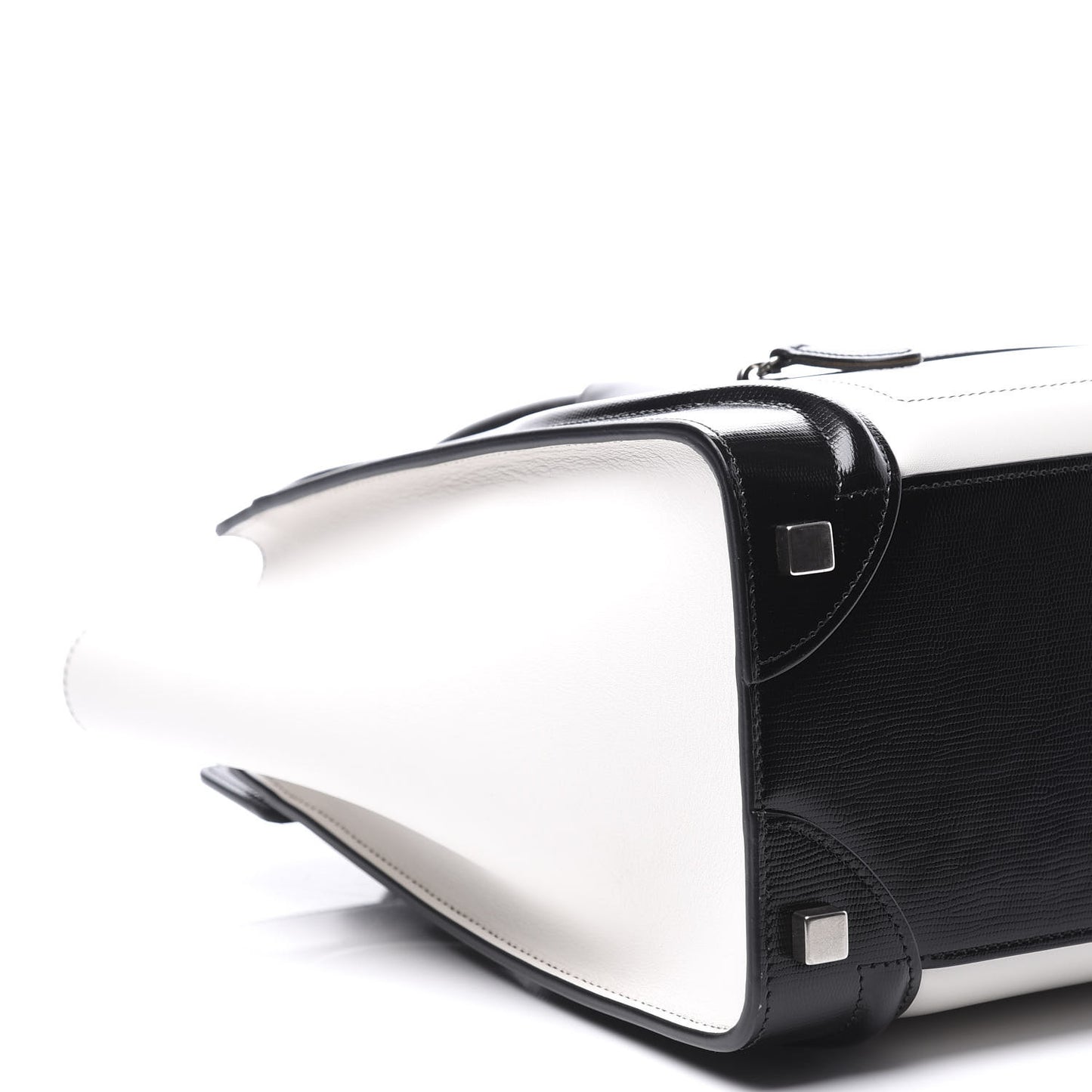 Sleek Calfskin Micro Bi-Color Luggage Black White