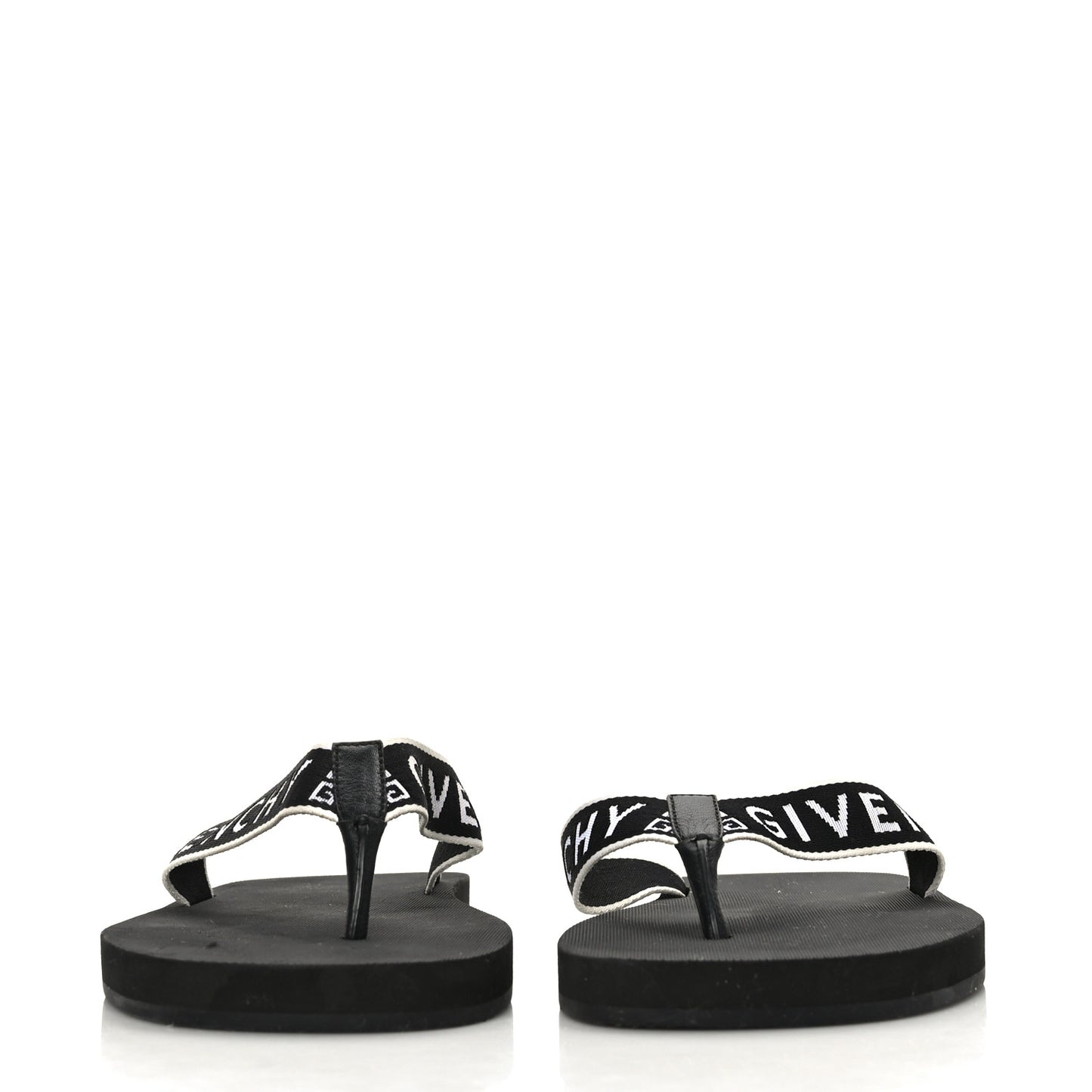 Cotton Logo Thong Strap Sandals 41 Black White