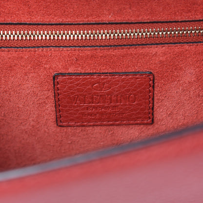 Valentino Garavani Pebbled Calfskin Medium Glam Lock Rockstud Flap Red 5 of 8