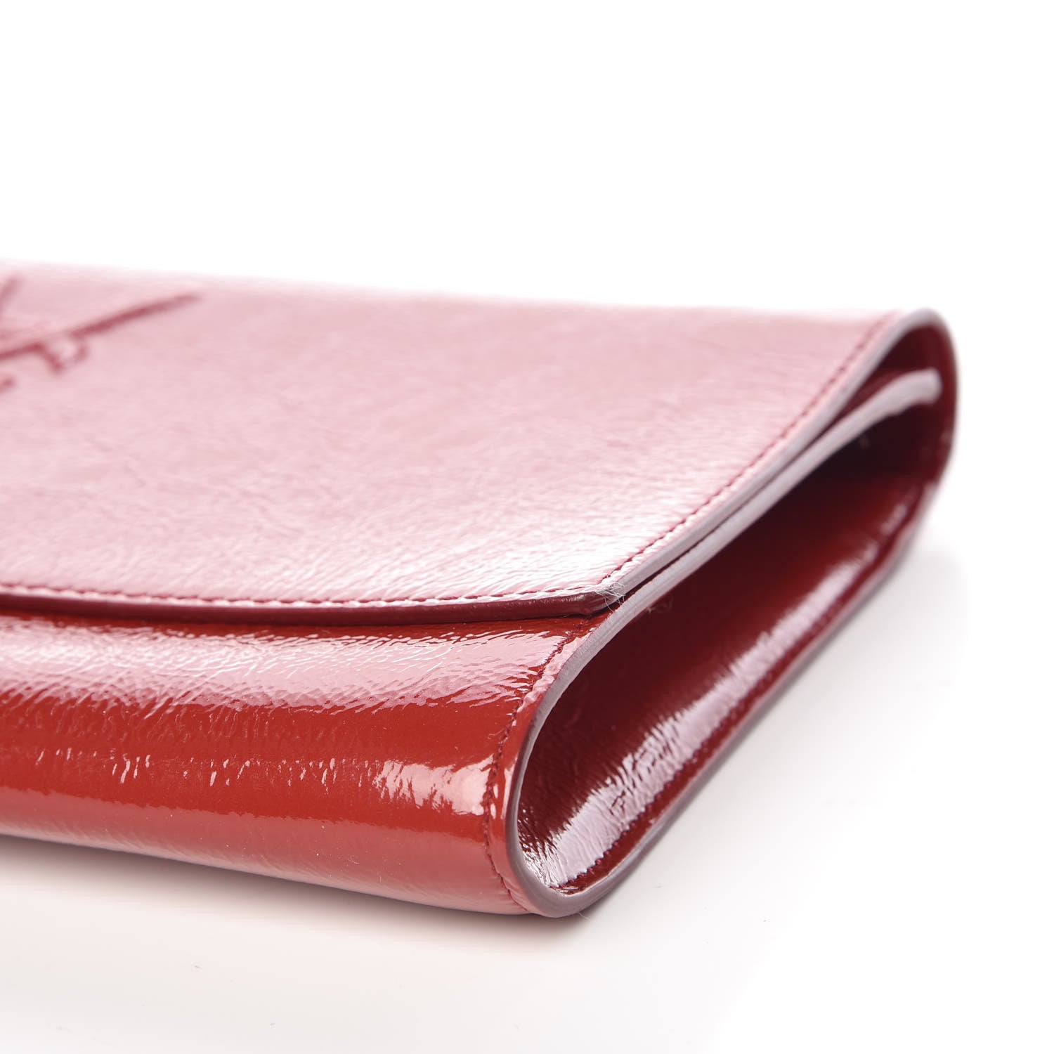 Saint Laurent Textured Patent Monogram Large Belle De Jour Clutch Red 9 of 9