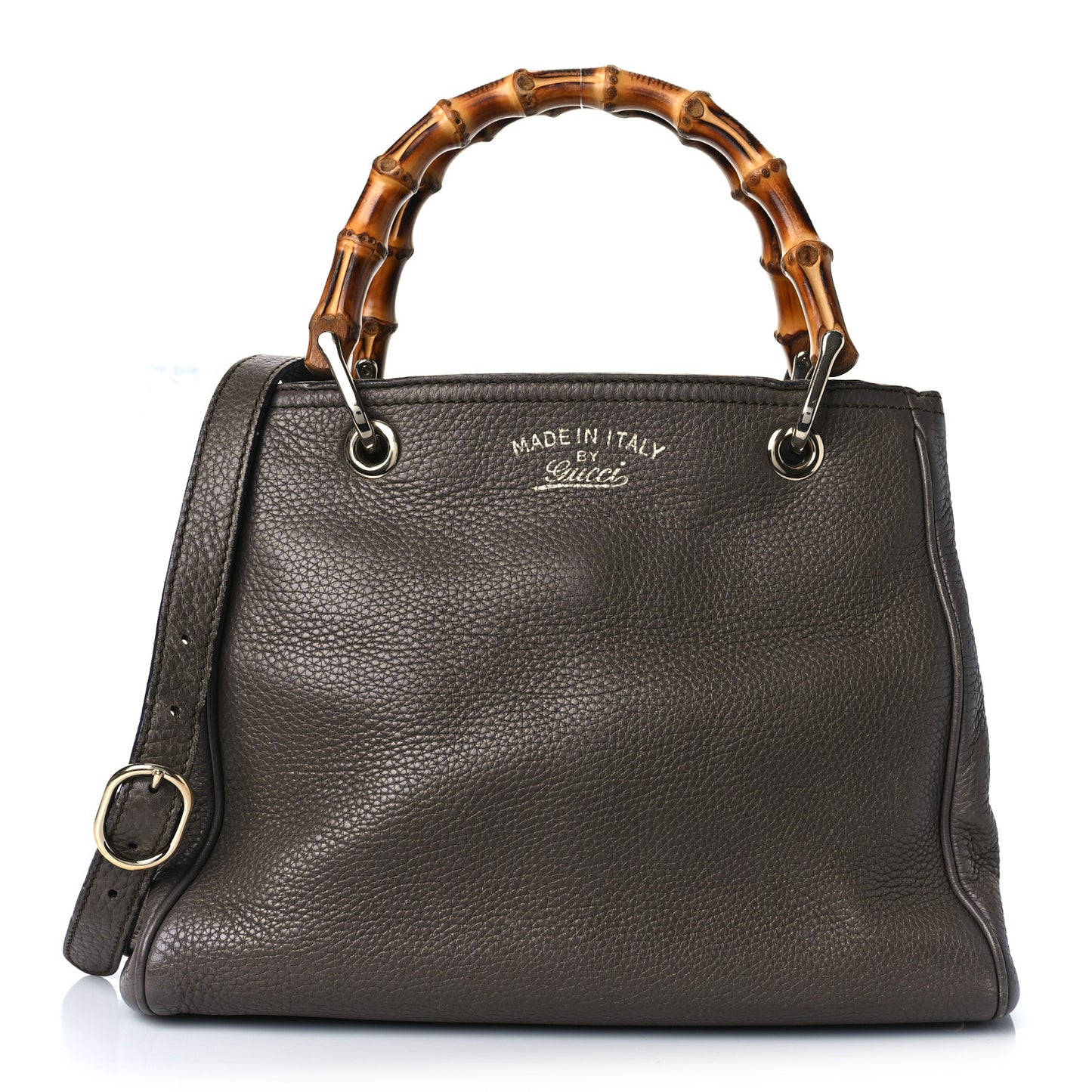 Calfskin Small Bamboo Shopper Tote Grey Field
