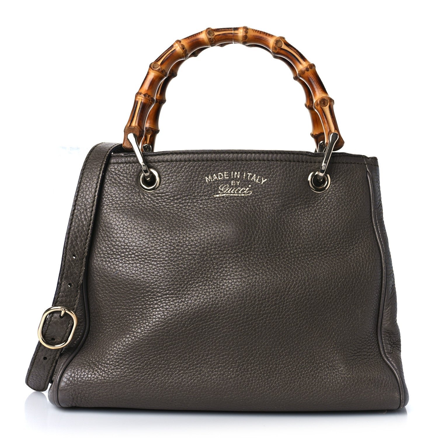 Gucci Calfskin Small Bamboo Shopper Tote Grey Field 1 of 16