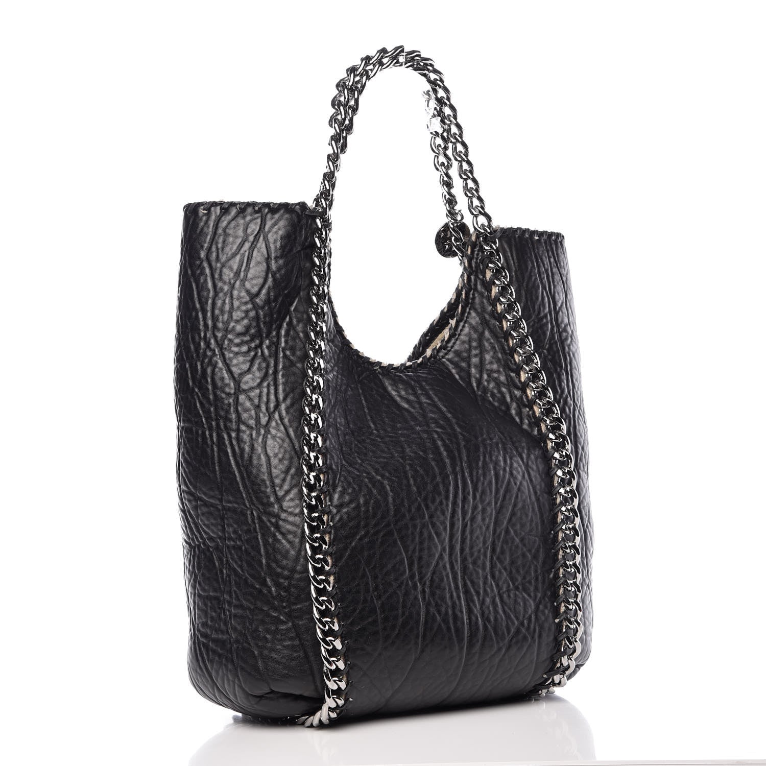 Stella McCartney Shaggy Deer Shearling Chain Falabella Tote Black 3 of 17