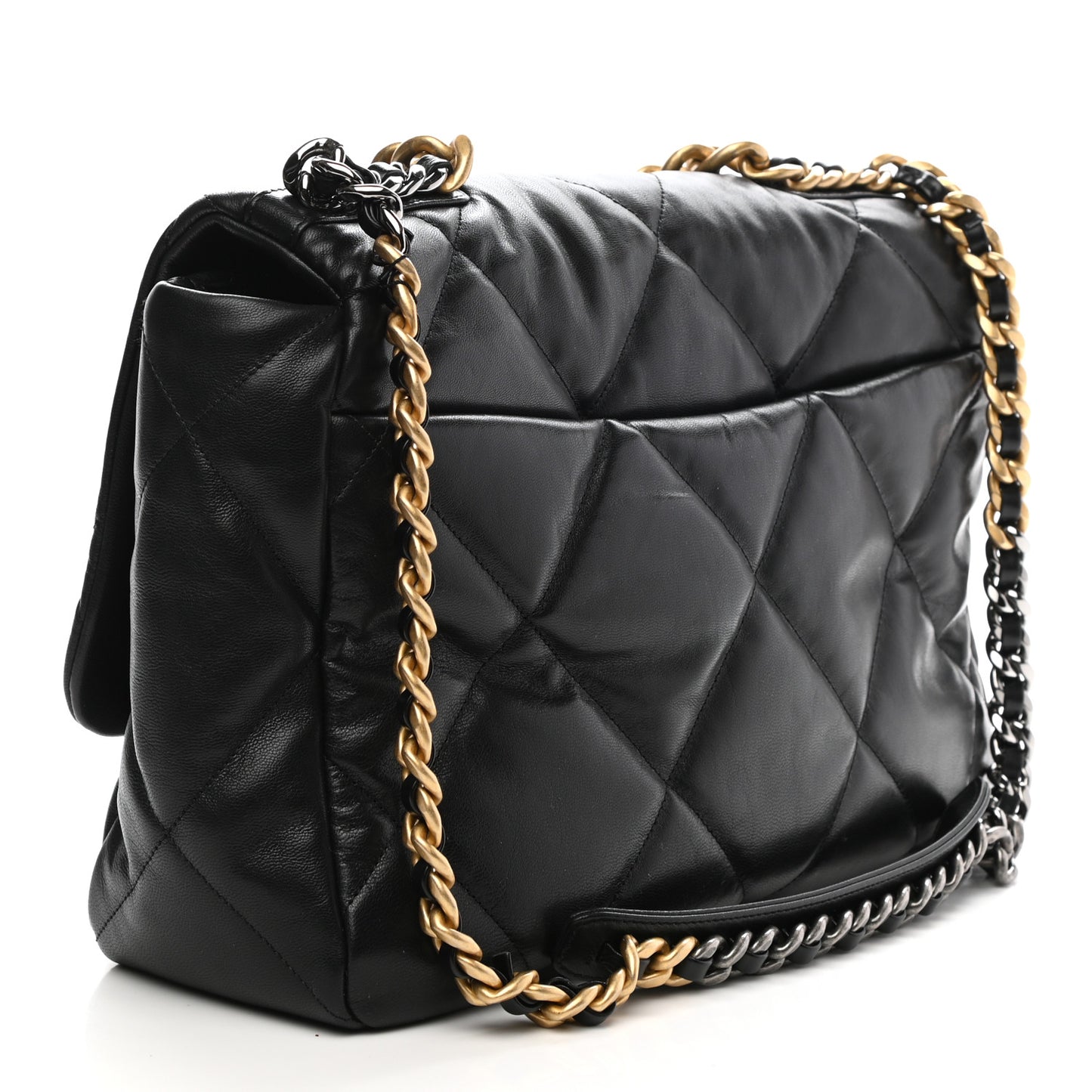 Goatskin Quilted Maxi Chanel 19 Flap Black