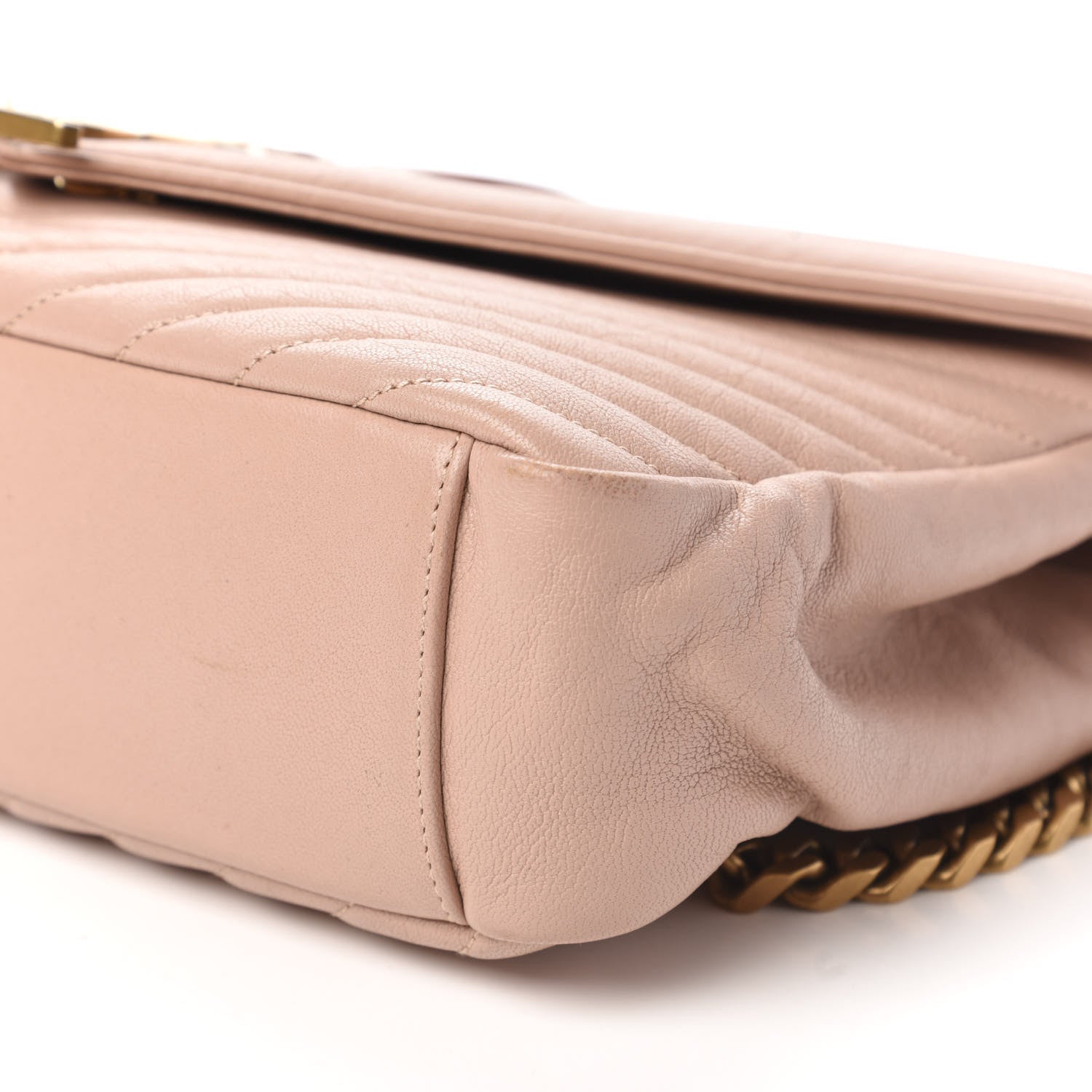 Saint Laurent Sheepskin Matelasse Chevron Monogram Large College Satchel Rose Antic 7 of 9