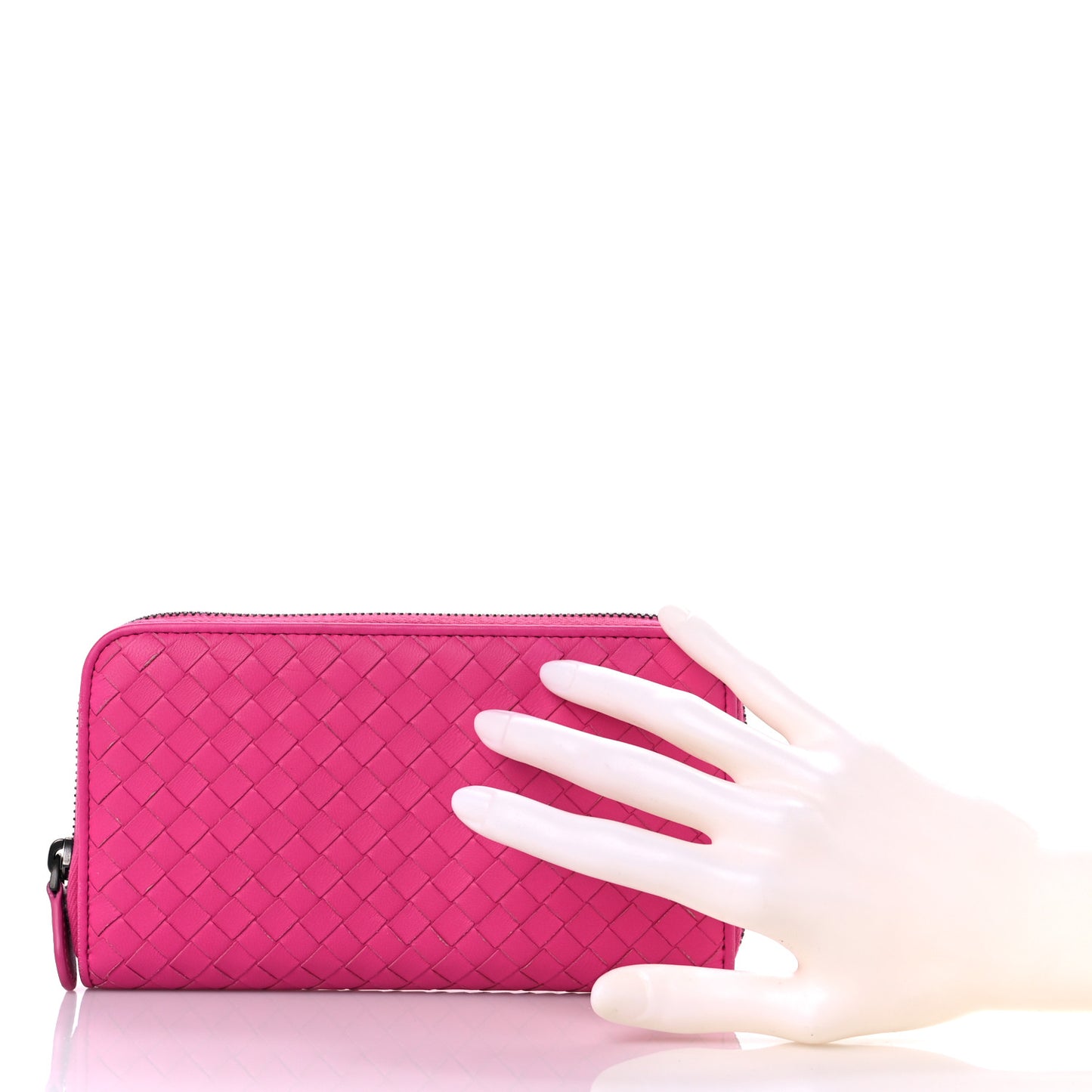 Nappa Intrecciato Zip Around Wallet Pink
