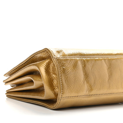 Chanel Metallic Patent Mademoiselle Lock Convertible Wrist Clutch Bag Gold 10 of 11