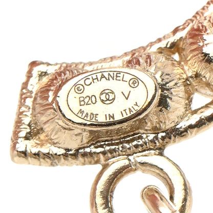 Chanel Crystal Cha-Nel Logo Drop Earrings Gold 4 of 4
