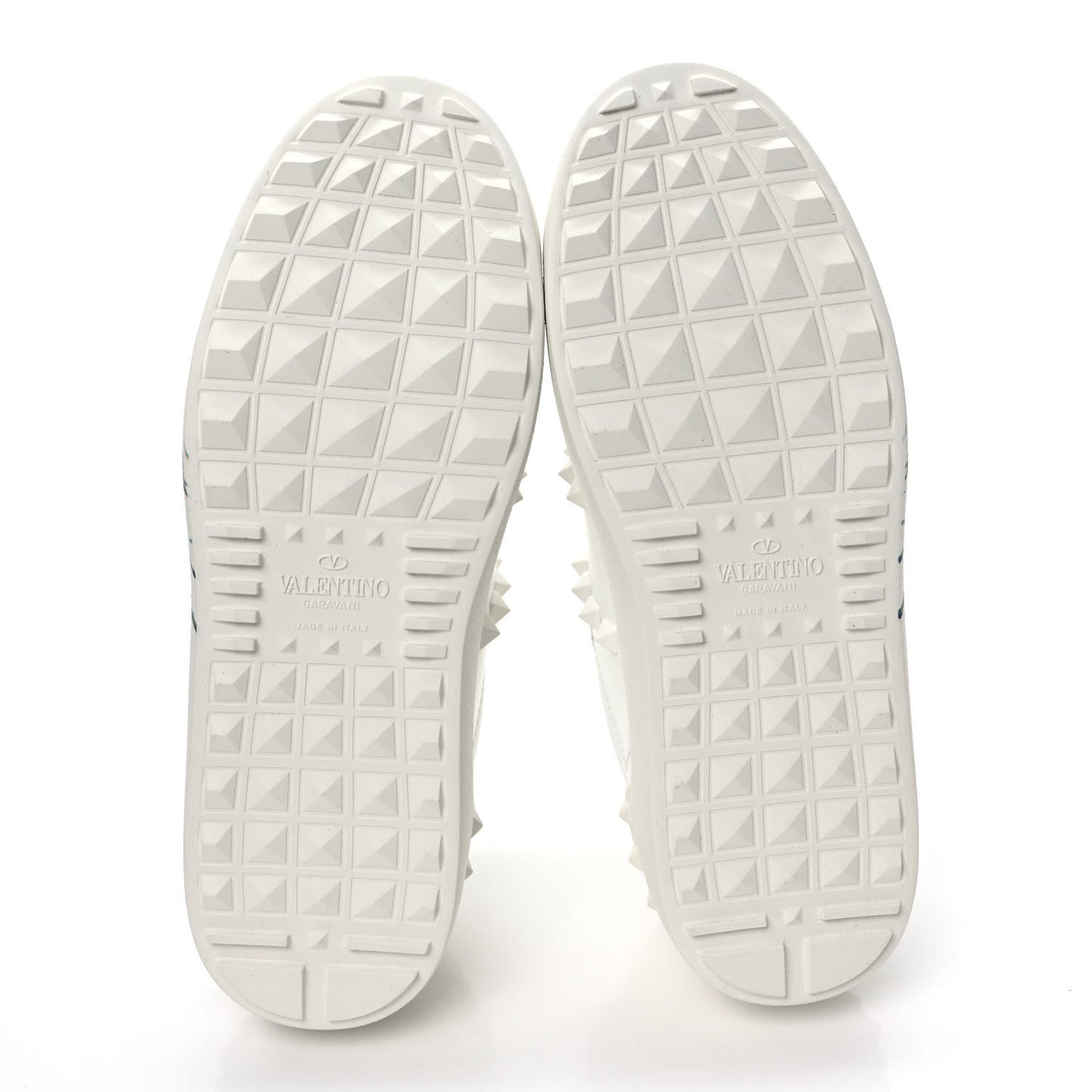 Calfskin Womens Floral Print Rockstud Sneakers 35.5 White