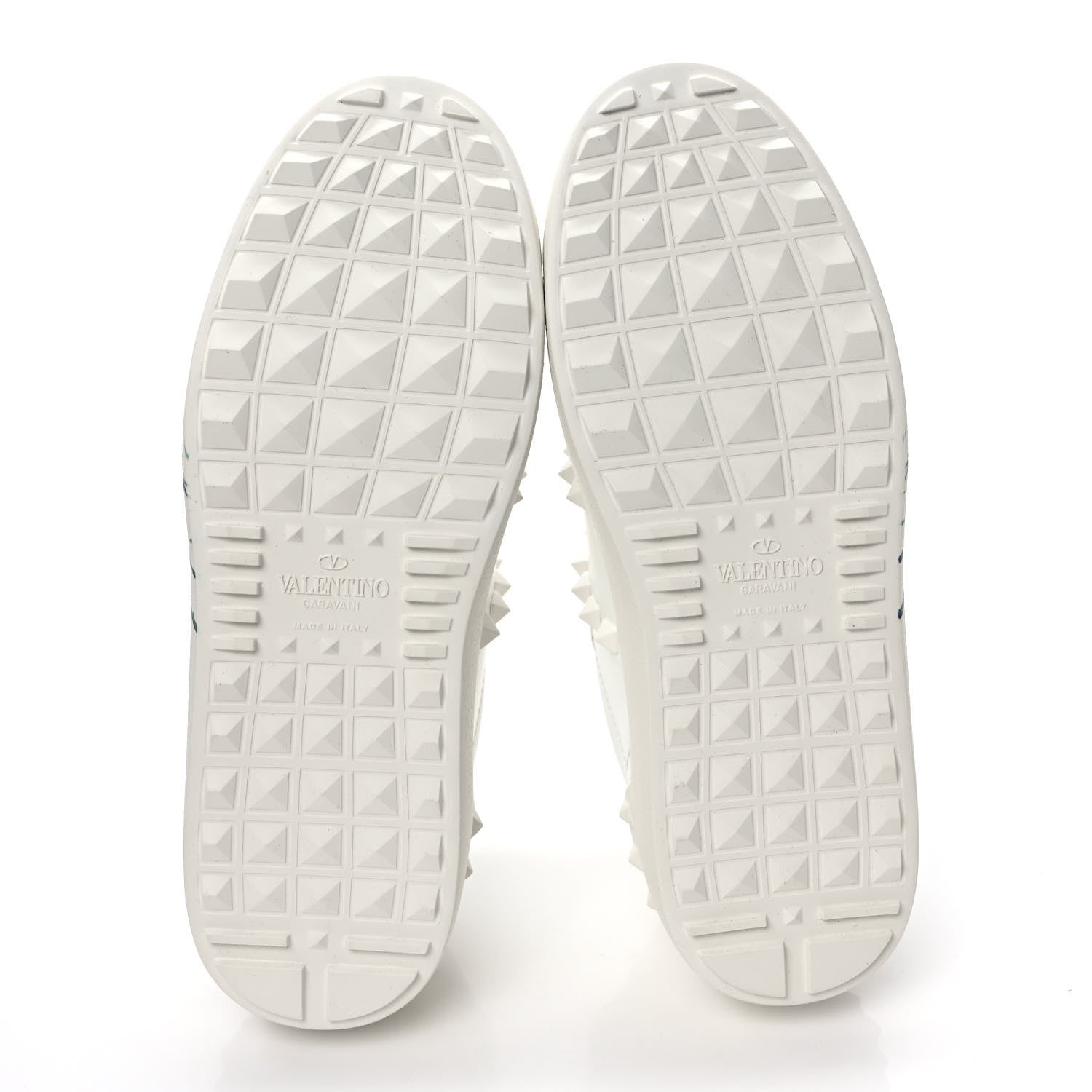 Valentino Garavani Calfskin Womens Floral Print Rockstud Sneakers 35.5 White 5 of 9