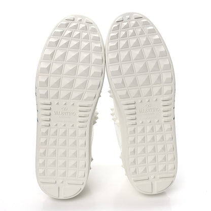 Valentino Garavani Calfskin Womens Floral Print Rockstud Sneakers 35.5 White 5 of 9