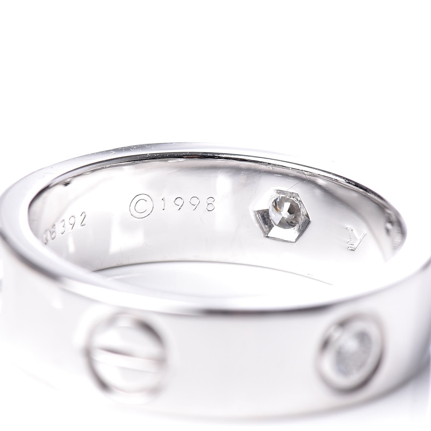 Cartier 18K White Gold 3 Diamond 5.5mm LOVE Ring 53 6.5 5 of 5