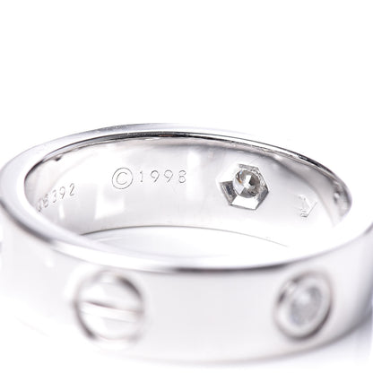 Cartier 18K White Gold 3 Diamond 5.5mm LOVE Ring 53 6.5 5 of 5