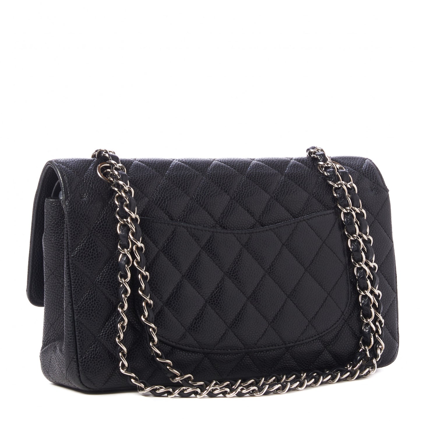 Caviar Quilted Medium Double Flap Black