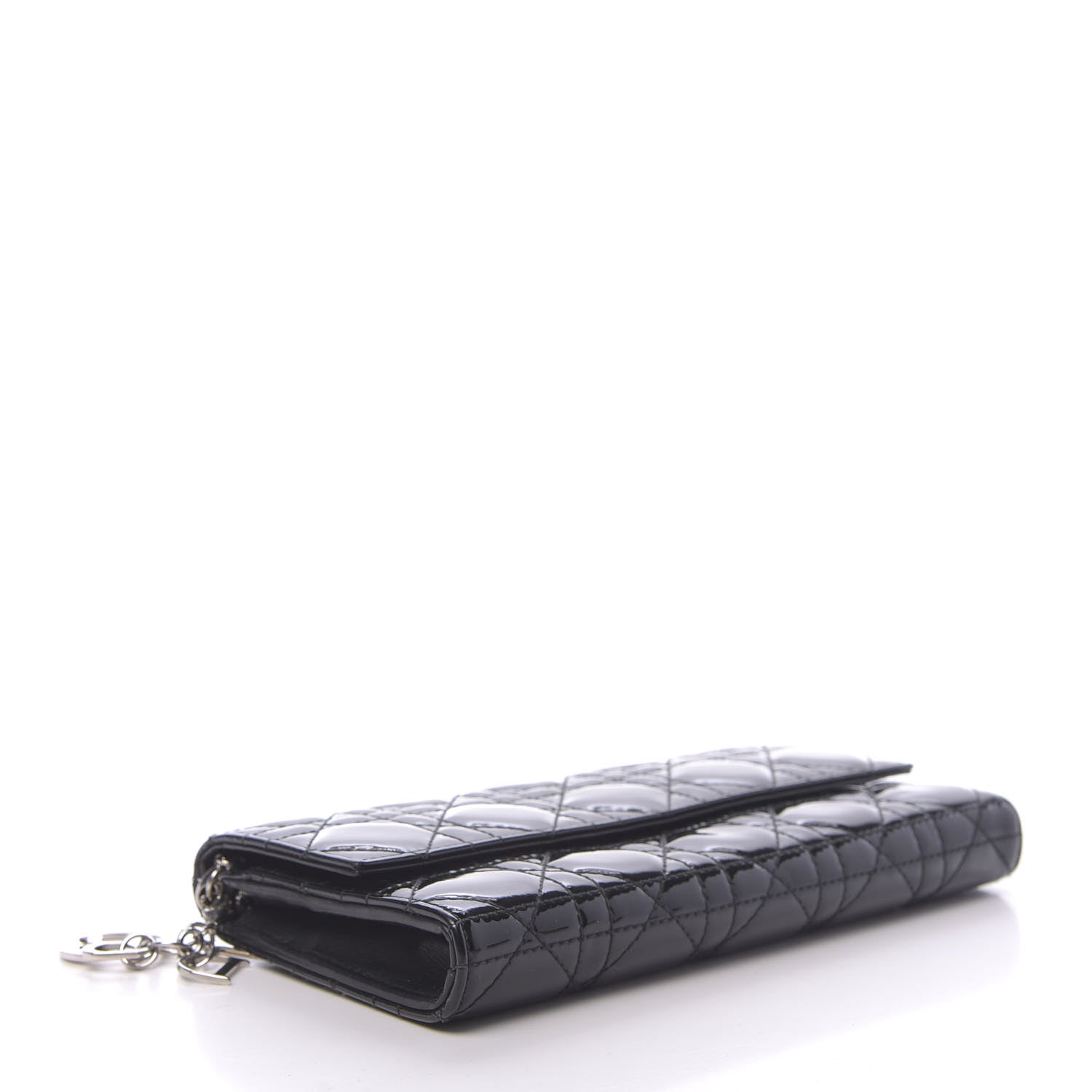 Christian Dior Patent Cannage Rendez-vous Chain Wallet Black 3 of 9