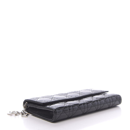 Christian Dior Patent Cannage Rendez-vous Chain Wallet Black 3 of 9