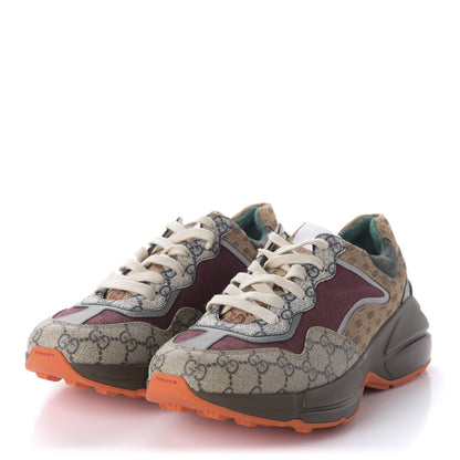 Gucci GG Supreme Monogram Mix Monogram Womens Rhyton Sneakers 42 Bordeaux Beige Ebony 3 of 8