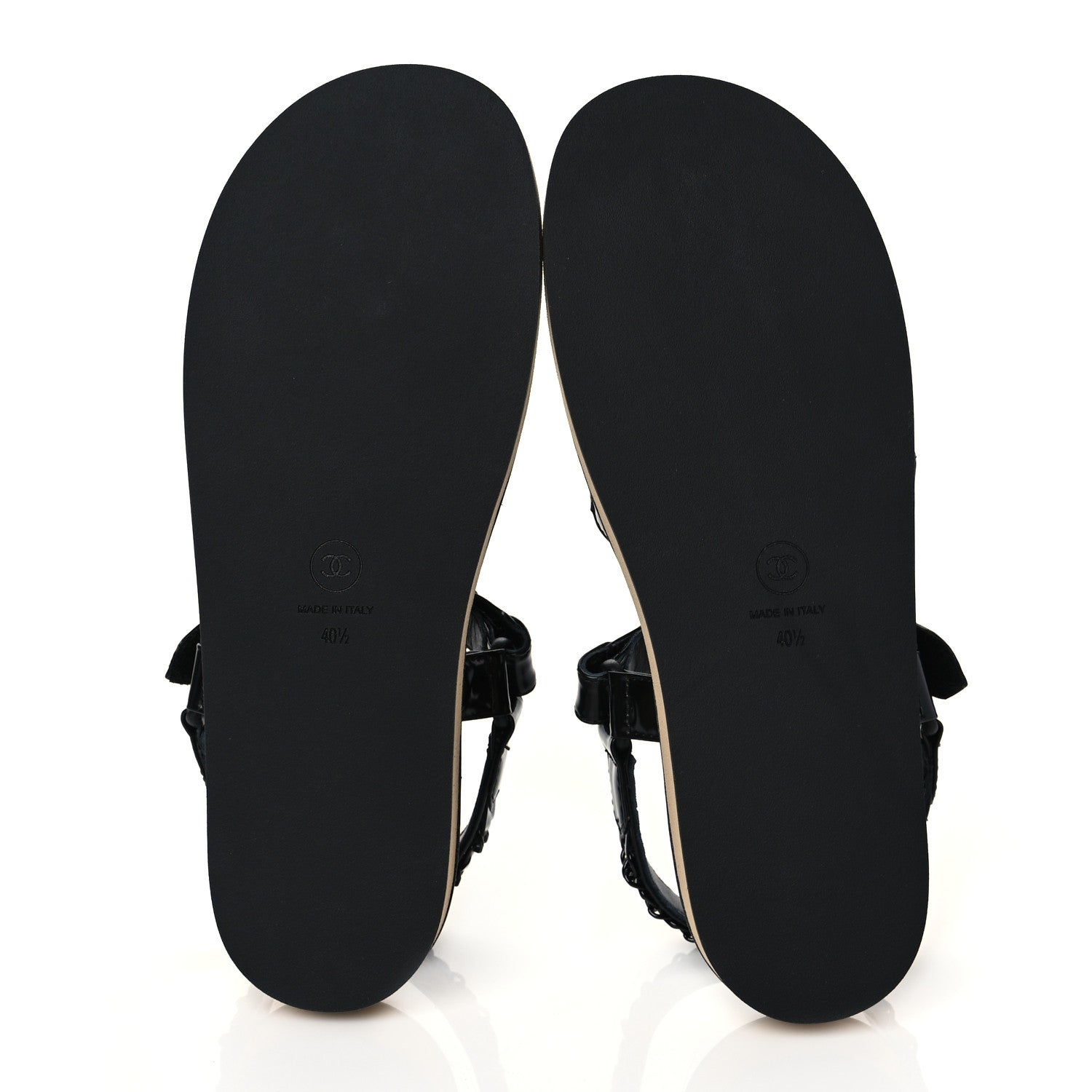 Chanel Laminated Goatskin Chain Sandals 40.5 Black 5 of 9