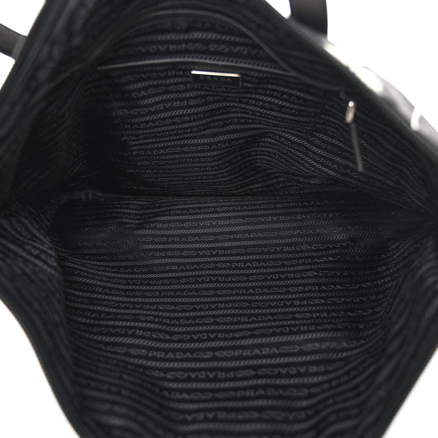 Prada Tessuto Stampato Nylon Saffiano Floral Print Tote Black White 5 of 11
