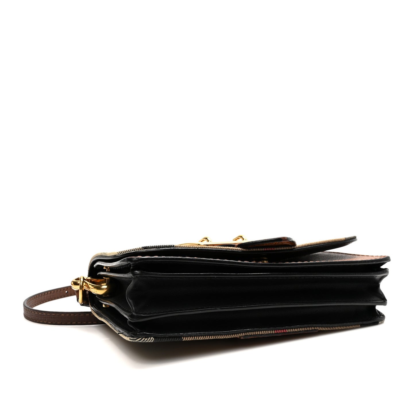 House Check Bridle Calfskin Small Madison Buckle Bag Tan