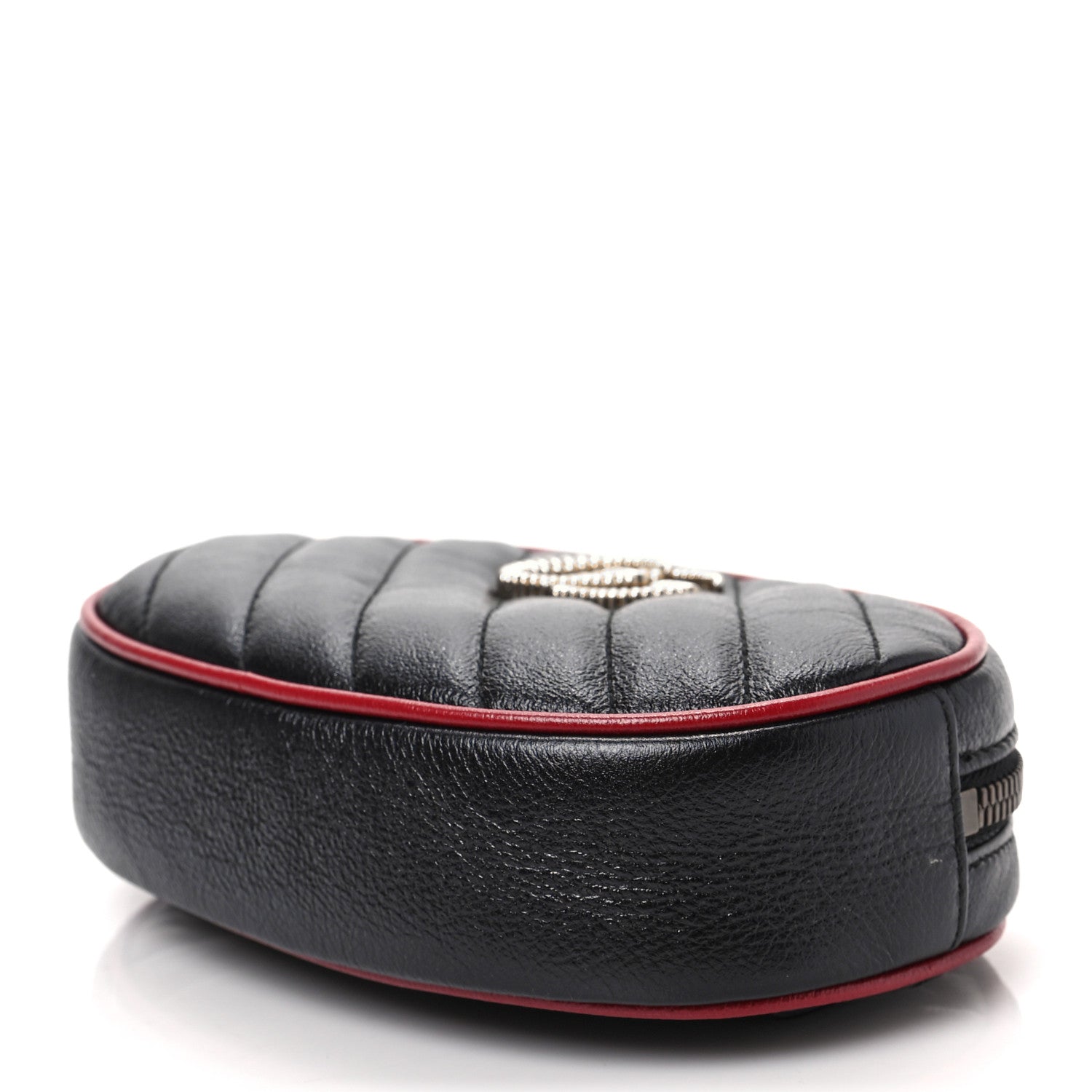 Gucci Azalea Calfskin Matelasse Diagonal Torchon GG Marmont Belt Bag 85 34 Black Romantic Cerise 8 of 8