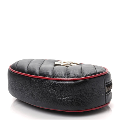 Gucci Azalea Calfskin Matelasse Diagonal Torchon GG Marmont Belt Bag 85 34 Black Romantic Cerise 8 of 8