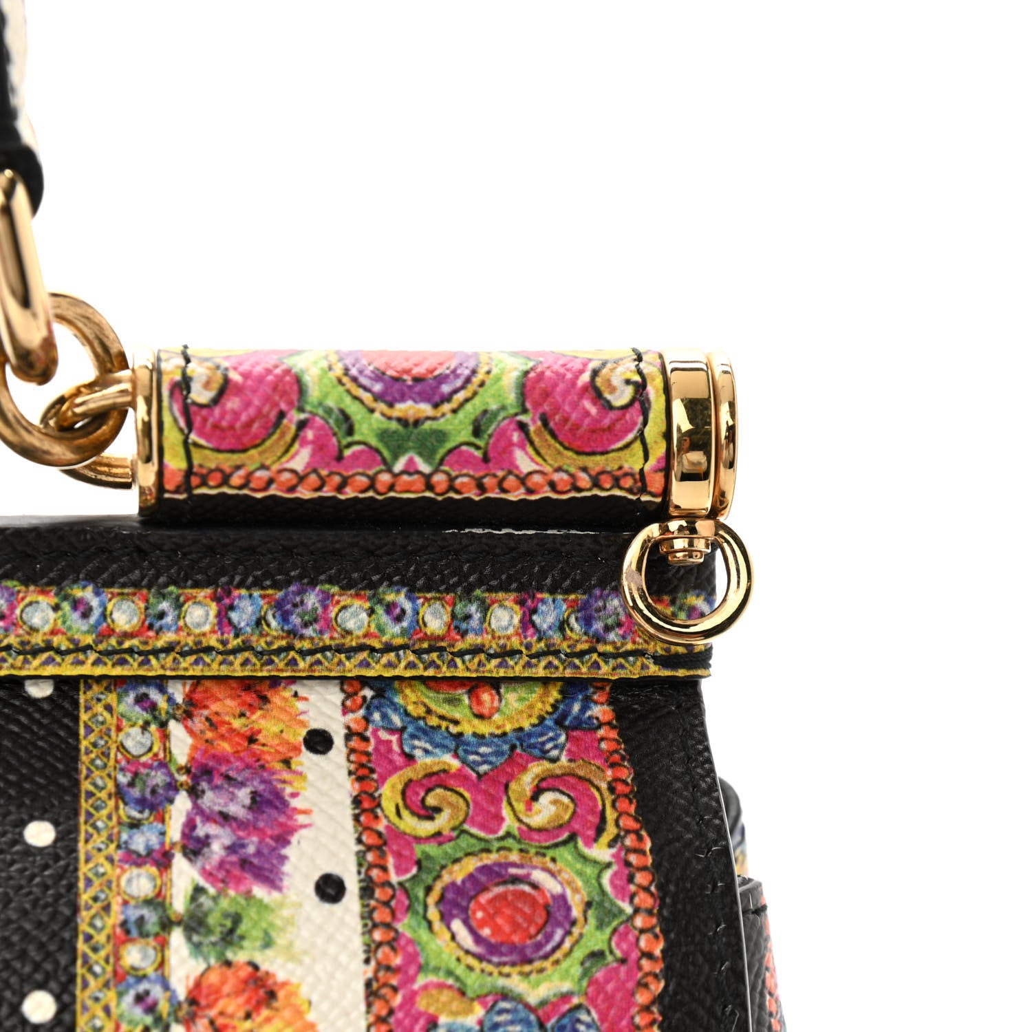 Dolce & Gabbana Dauphine Fan Foulard Medium Miss Sicily Satchel Black Multicolor 12 of 17