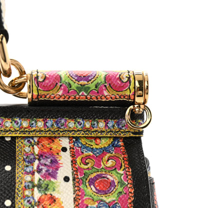 Dolce & Gabbana Dauphine Fan Foulard Medium Miss Sicily Satchel Black Multicolor 12 of 17