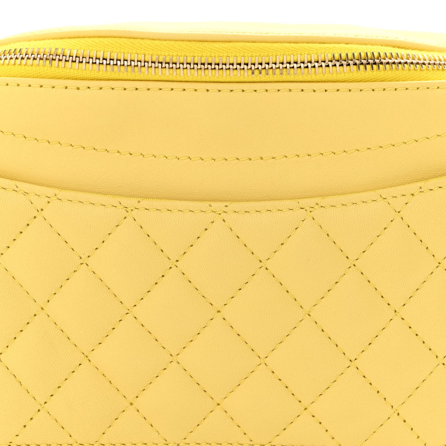 Crumpled Glazed Lambskin Quilted Waist Bag Fanny Pack Yellow