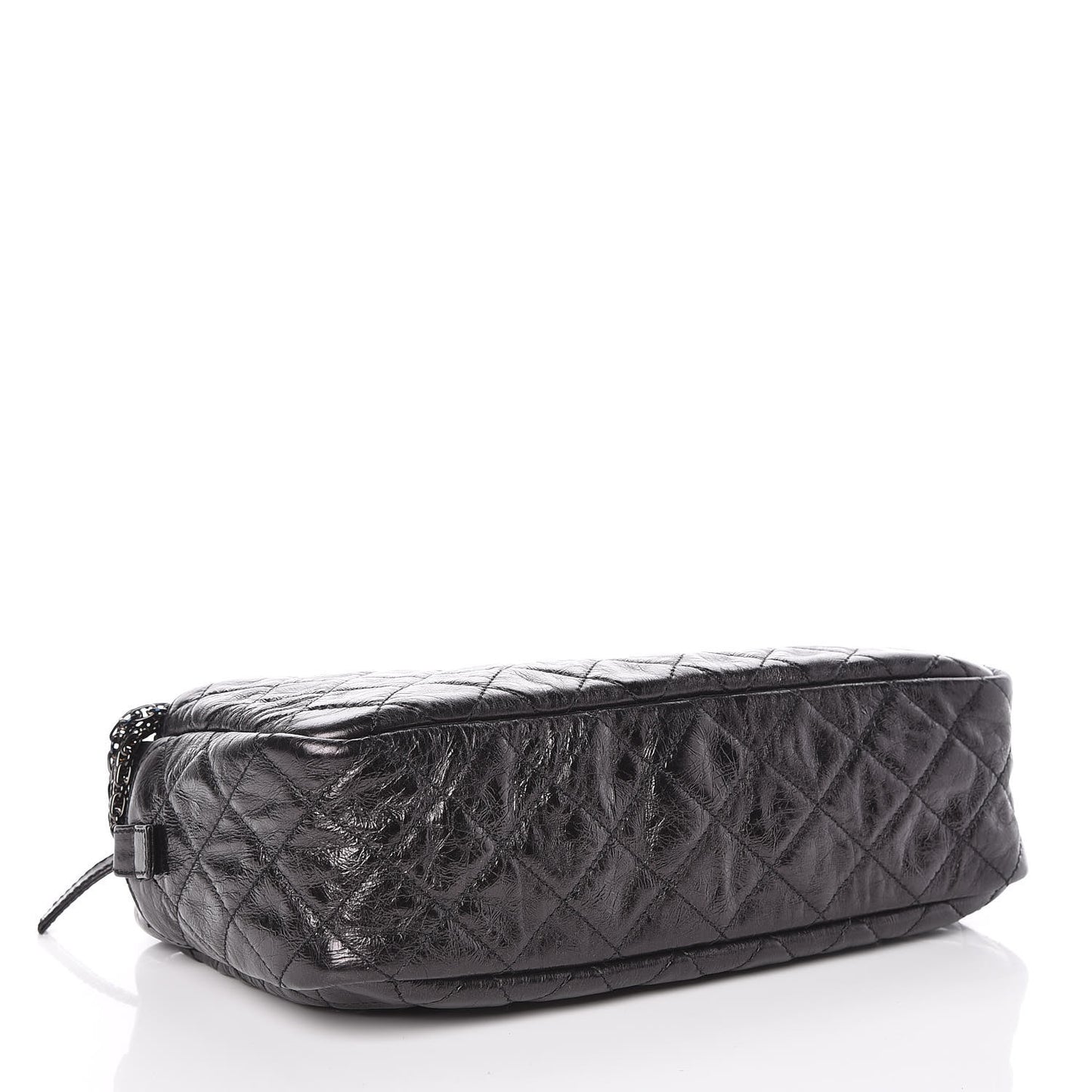 Metallic Aged Calfskin Quilted Medium Reissue Camera Case Black