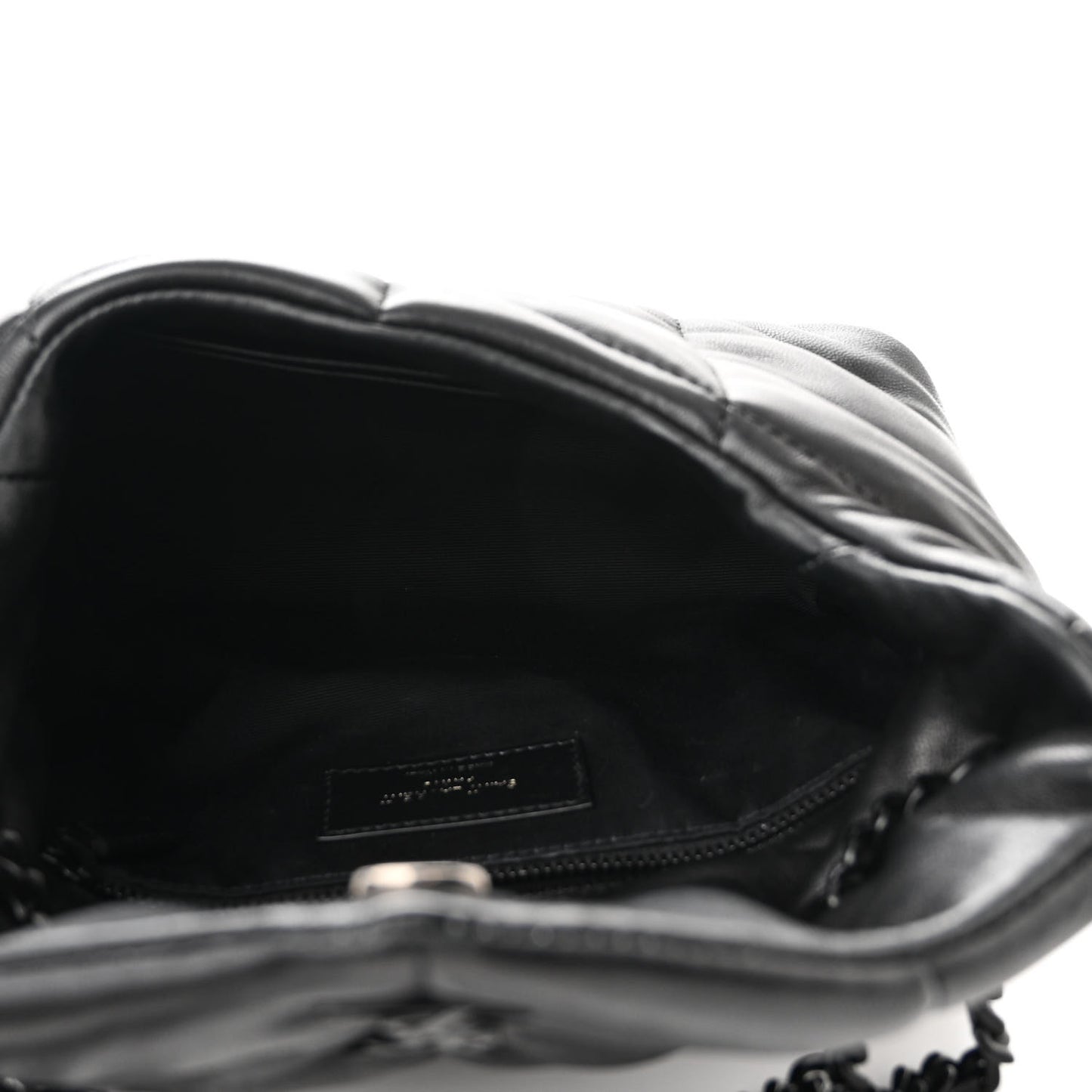Lambskin Quilted Toy Loulou Puffer Monogram Monochrome Chain Satchel Black
