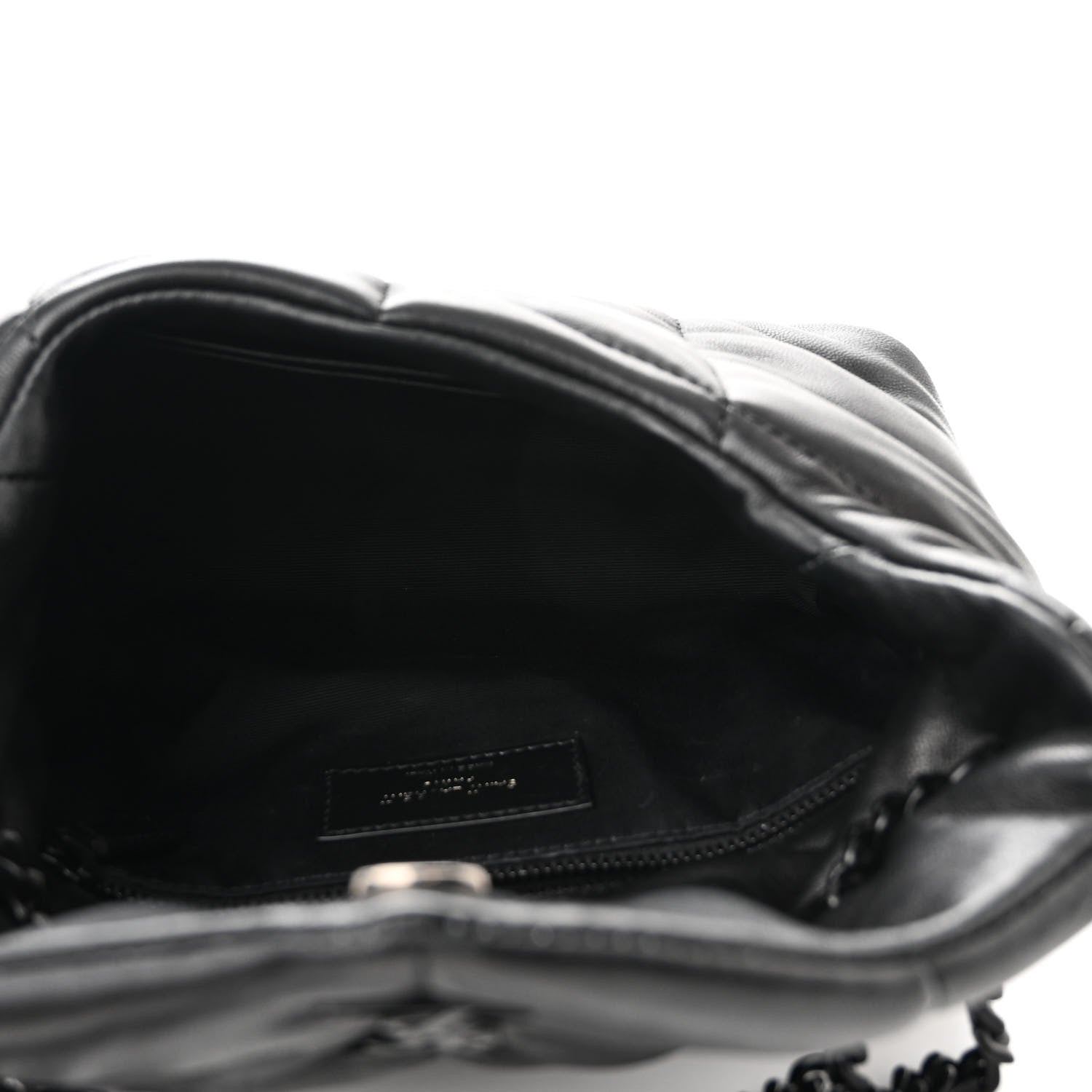 Saint Laurent Lambskin Quilted Toy Loulou Puffer Monogram Monochrome Chain Satchel Black 5 of 11
