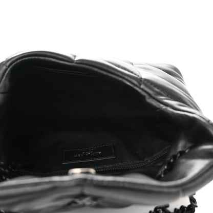 Saint Laurent Lambskin Quilted Toy Loulou Puffer Monogram Monochrome Chain Satchel Black 5 of 11