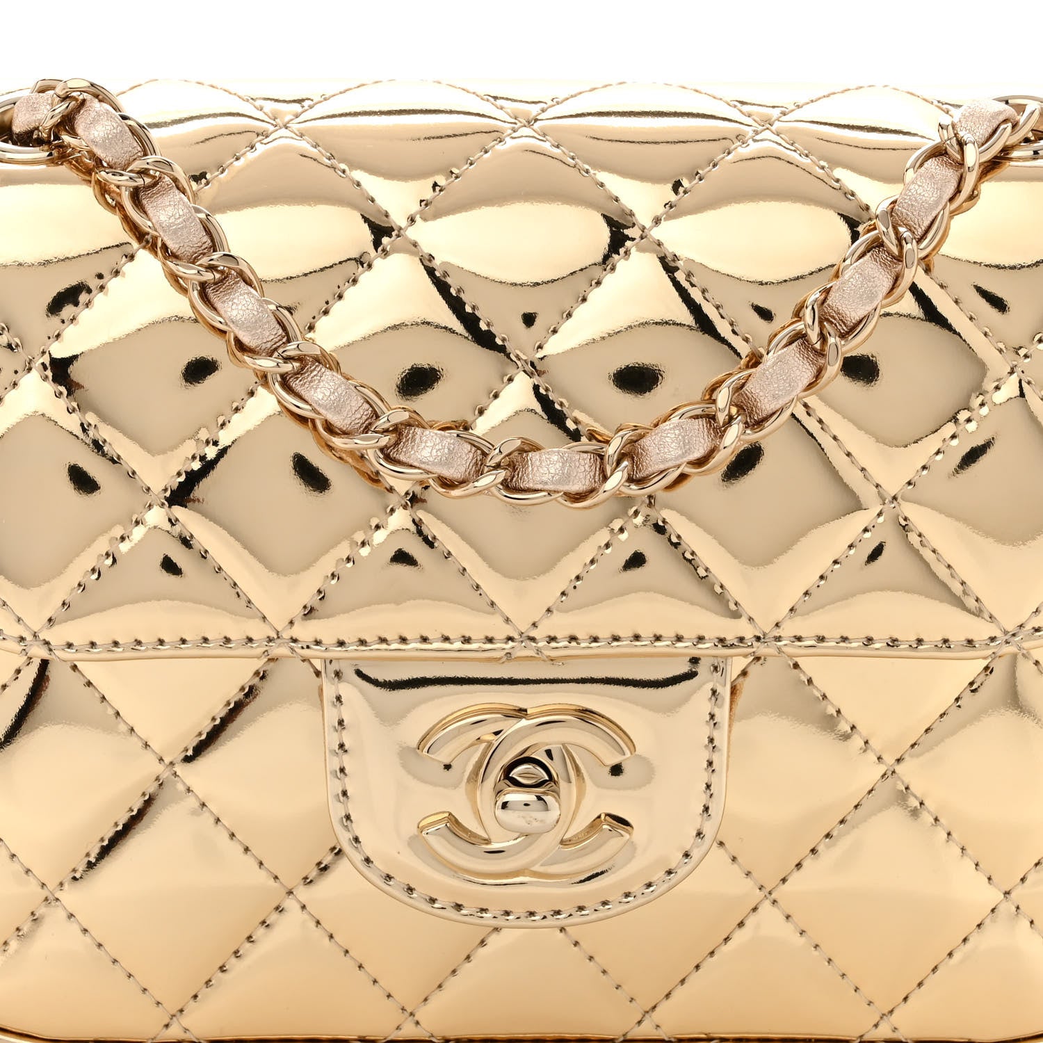 Chanel Mirror Calfskin Metallic Calfskin Quilted Hollywood Boulevard Mini Flap With Star Coin Purse Gold 3 of 12