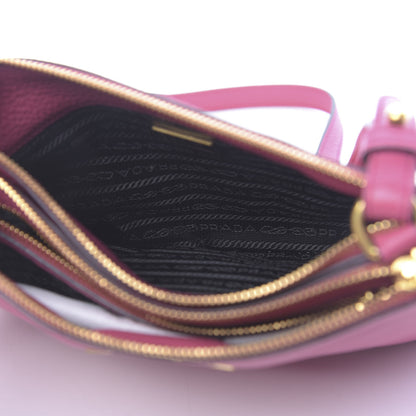 Prada Vitello Phenix Double Zip Crossbody Bag Peonia 4 of 10