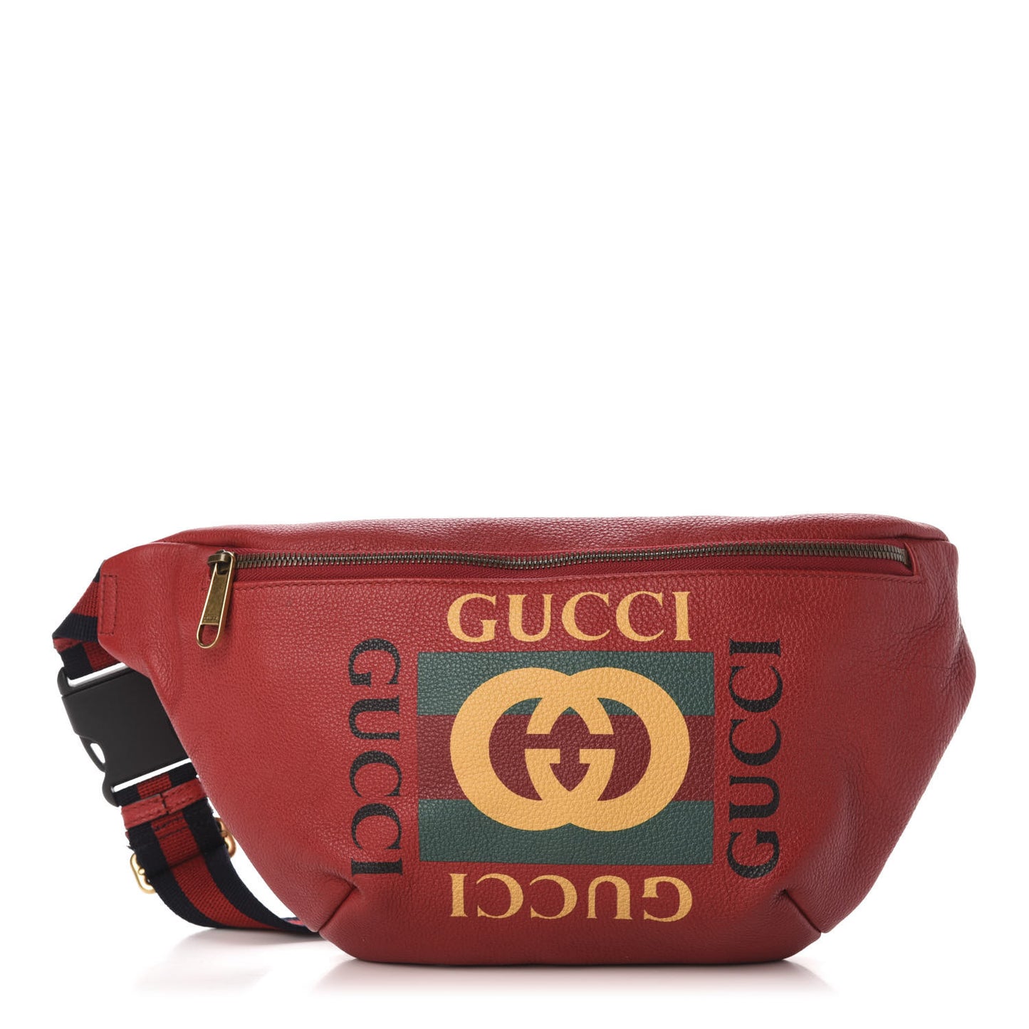 Grained Calfskin Logo Belt Bag Hibiscus Red
