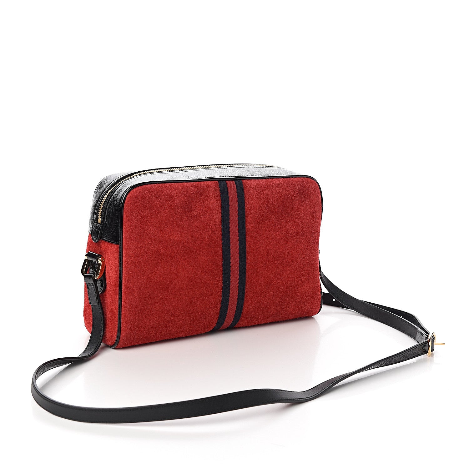 Gucci Suede Patent Web Small Ophidia Shoulder Bag Hibiscus Red Black 2 of 9