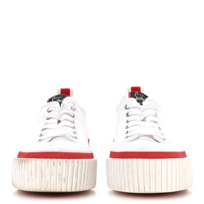 Christian Louboutin Canvas Pedro Womens Flat Sneakers 37.5 White 3 of 8