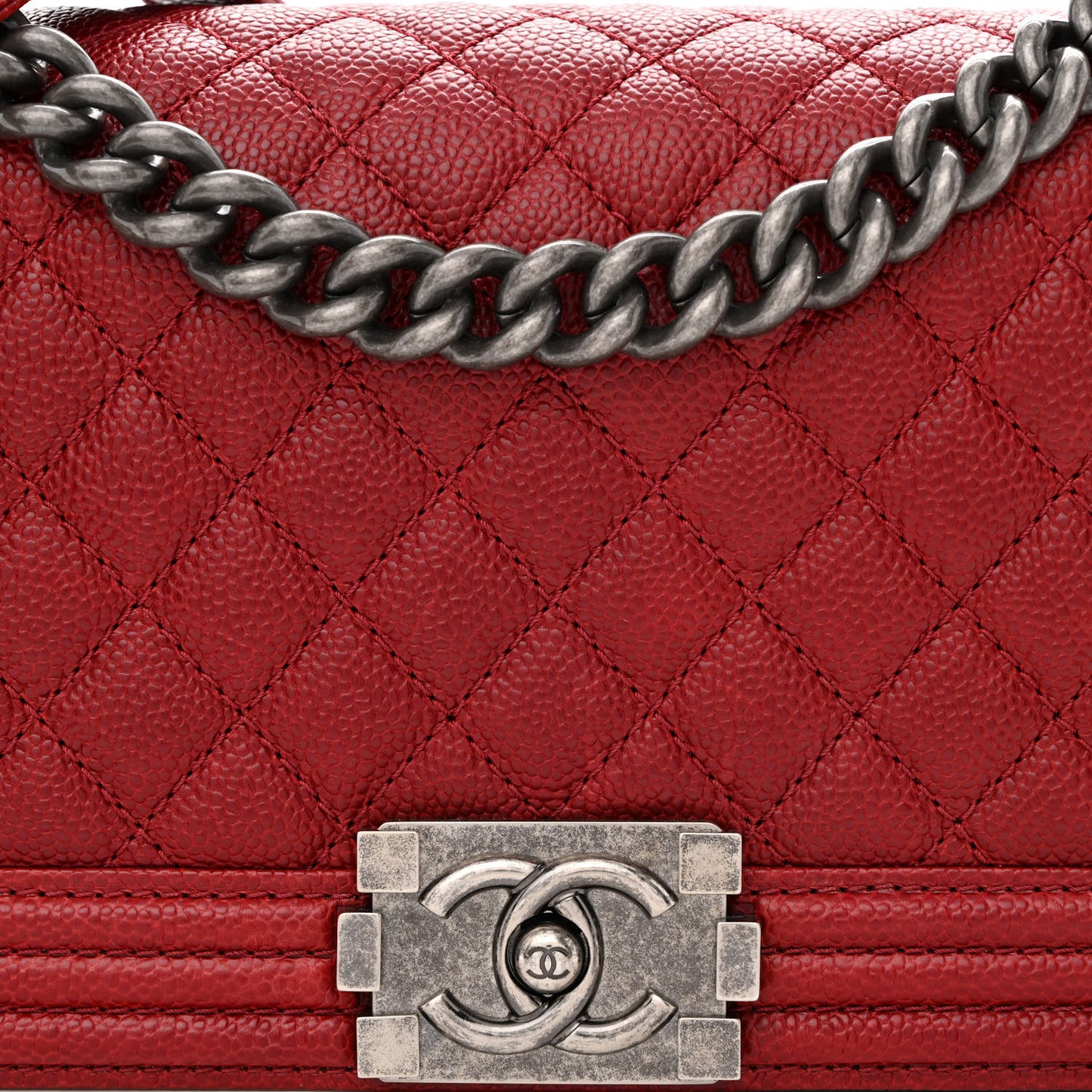 Caviar Quilted Medium Boy Flap Dark Red