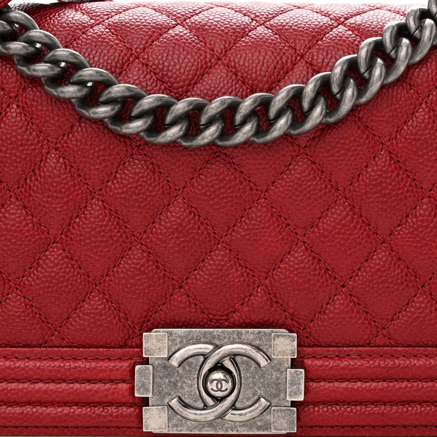 Chanel Caviar Quilted Medium Boy Flap Dark Red 9 of 11